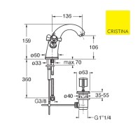 MEDIDAS MEZCLADOR BIMANDO LAVABO CANOVA CRISTINA